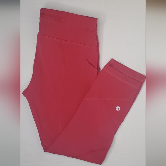 lululemon athletica Pants - Lululemon Size 6 - Athletic Red Cropped Leggings Side Pockets